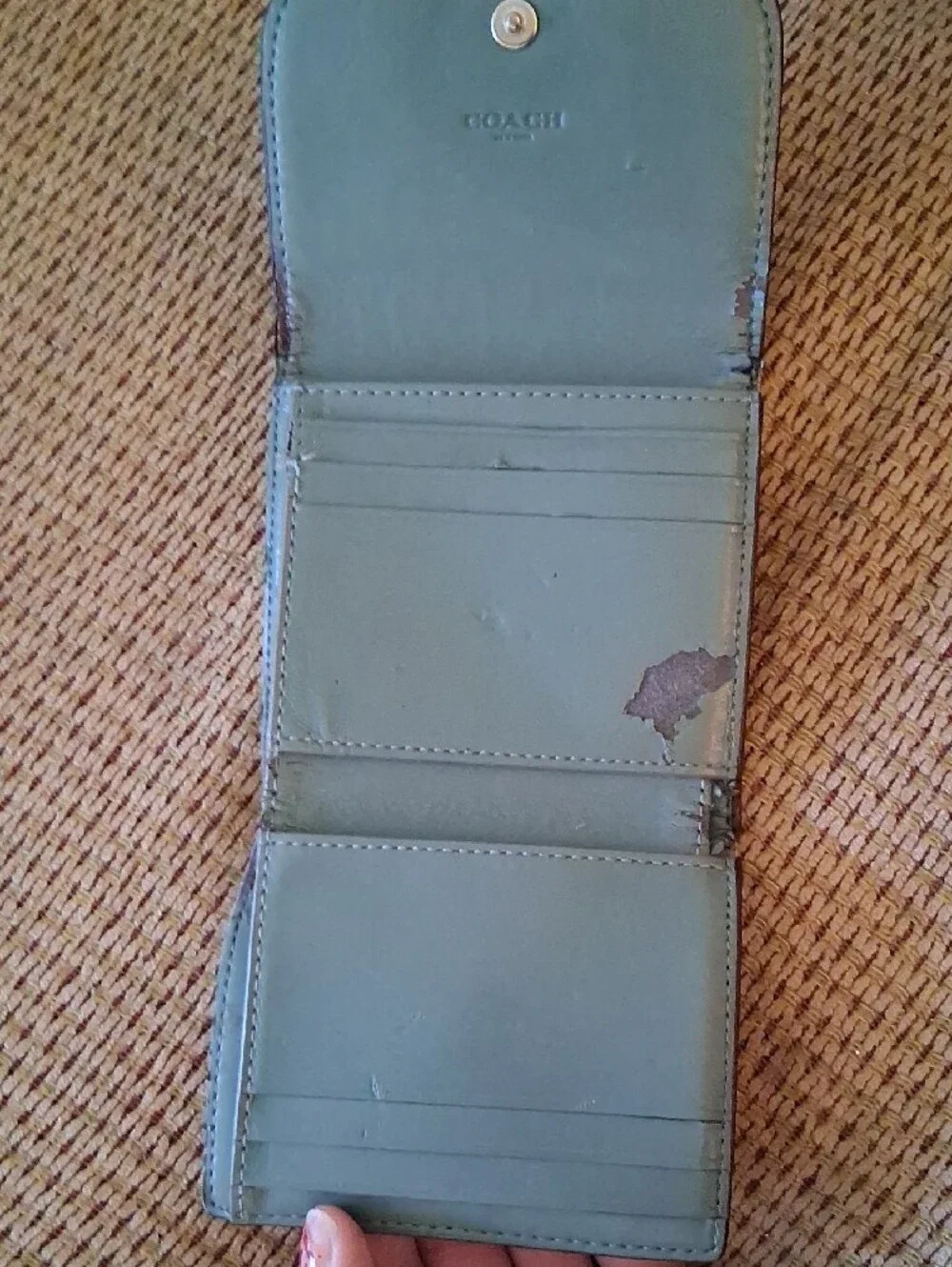 Coach Floral Compact Fold Wallet - Pink & Green